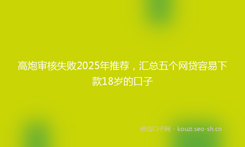 高炮审核失败2025年推荐,汇总五个网贷容易下款18岁的口子