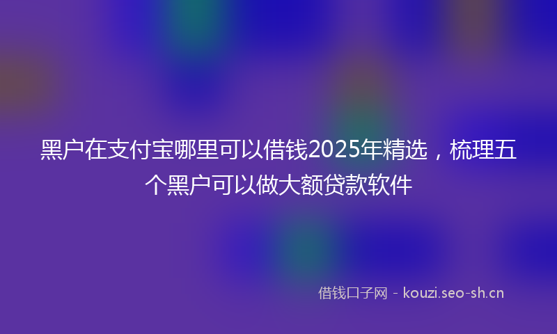 黑户在支付宝哪里可以借钱2025年精选,梳理五个黑户可以做大额贷款软件