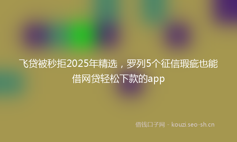 飞贷被秒拒2025年精选，罗列5个征信瑕疵也能借网贷轻松下款的app