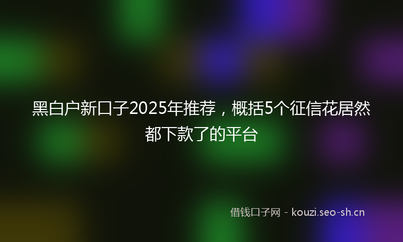 黑白户新口子2025年推荐，概括5个征信花居然都下款了的平台