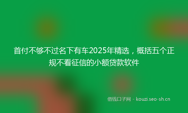 首付不够不过名下有车2025年精选，概括五个正规不看征信的小额贷款软件