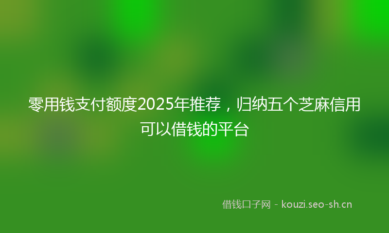 零用钱支付额度2025年推荐，归纳五个芝麻信用可以借钱的平台