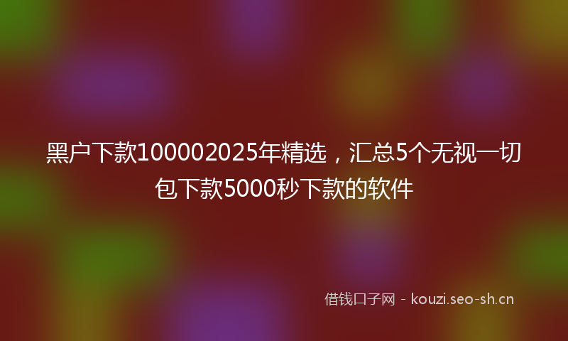 黑户下款100002025年精选,汇总5个无视一切包下款5000秒下款的软件
