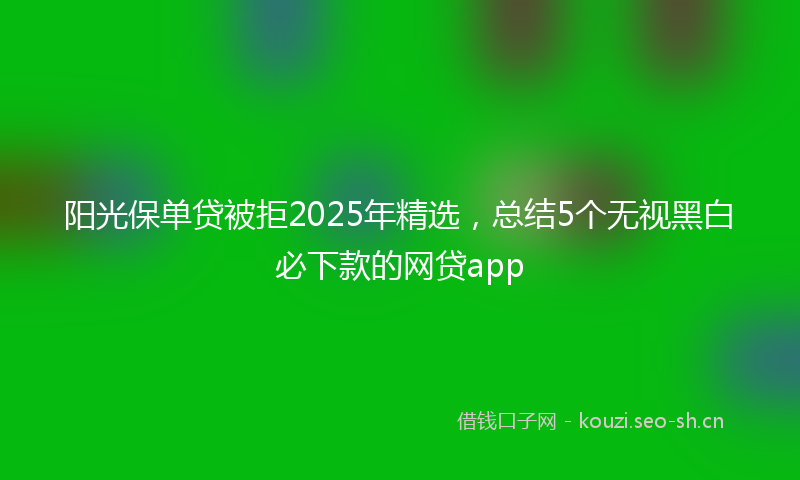 阳光保单贷被拒2025年精选，总结5个无视黑白必下款的网贷app