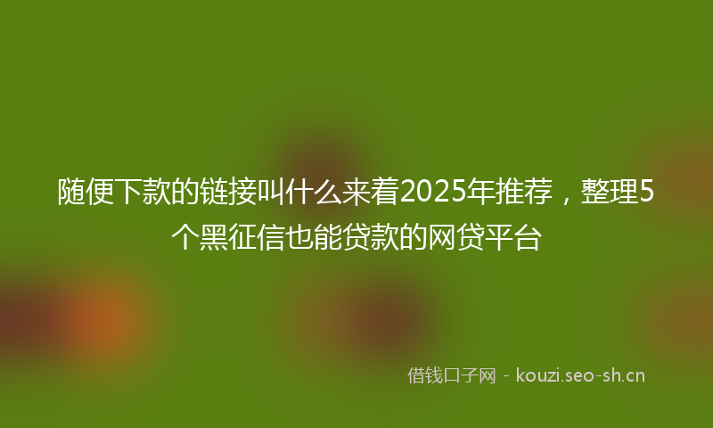 随便下款的链接叫什么来着2025年推荐,整理5个黑征信也能贷款的网贷平台