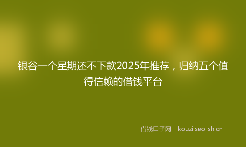 银谷一个星期还不下款2025年推荐，归纳五个值得信赖的借钱平台