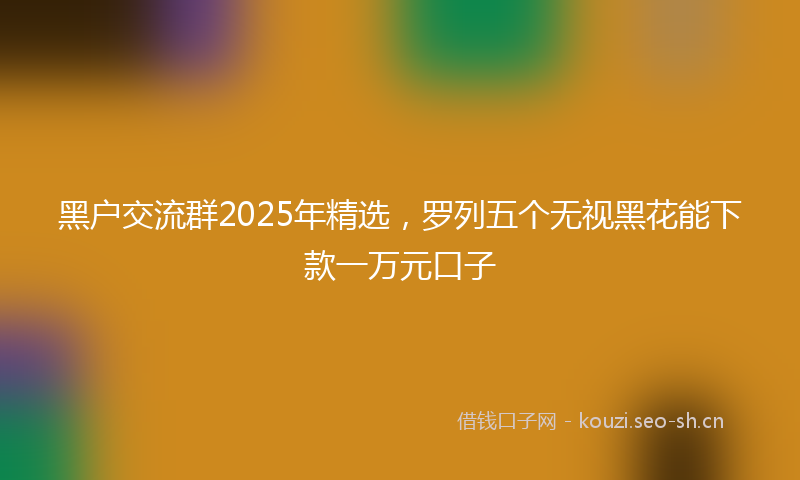 黑户交流群2025年精选，罗列五个无视黑花能下款一万元口子