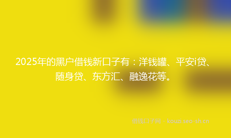 2025年的黑户借钱新口子有：洋钱罐、平安i贷、随身贷、东方汇、融逸花等。