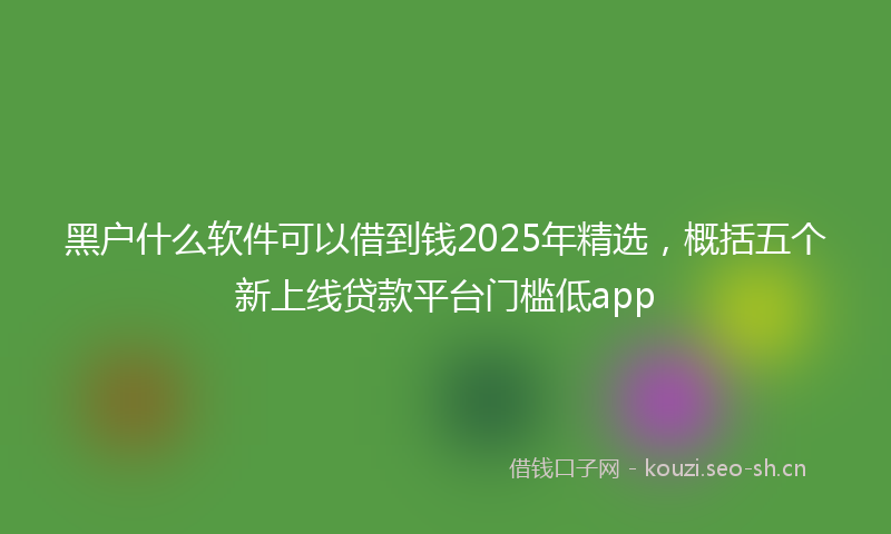 黑户什么软件可以借到钱2025年精选，概括五个新上线贷款平台门槛低app