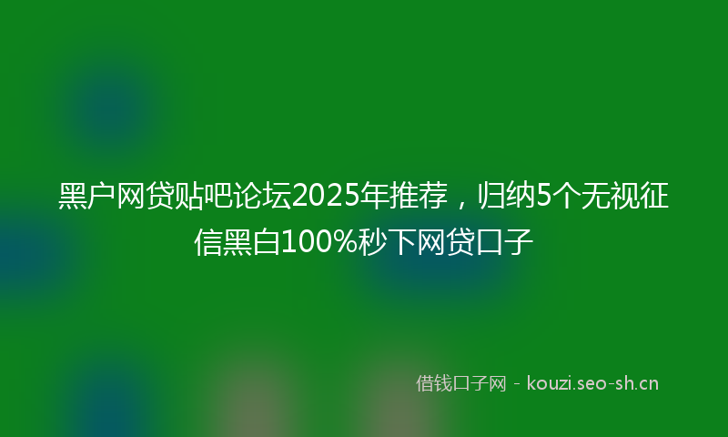 黑户网贷贴吧论坛2025年推荐，归纳5个无视征信黑白100%秒下网贷口子