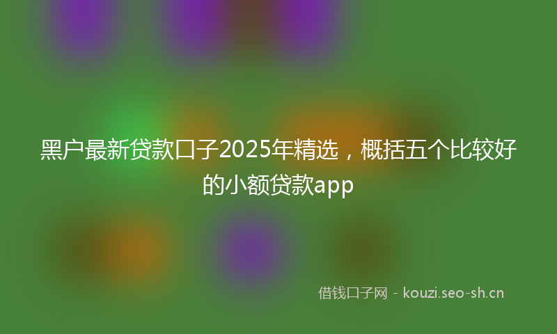 黑户最新贷款口子2025年精选，概括五个比较好的小额贷款app