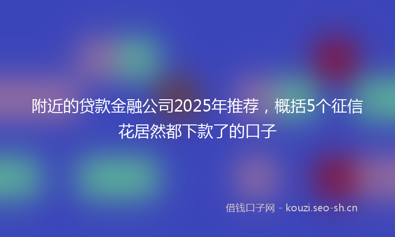 附近的贷款金融公司2025年推荐,概括5个征信花居然都下款了的口子