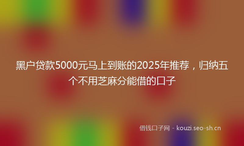 黑户贷款5000元马上到账的2025年推荐，归纳五个不用芝麻分能借的口子