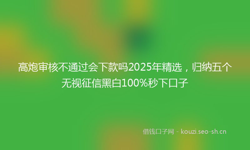高炮审核不通过会下款吗2025年精选，归纳五个无视征信黑白100%秒下口子