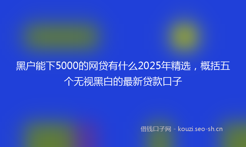 黑户能下5000的网贷有什么2025年精选，概括五个无视黑白的最新贷款口子