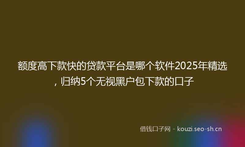 额度高下款快的贷款平台是哪个软件2025年精选，归纳5个无视黑户包下款的口子