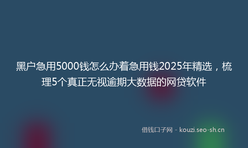 黑户急用5000钱怎么办着急用钱2025年精选，梳理5个真正无视逾期大数据的网贷软件