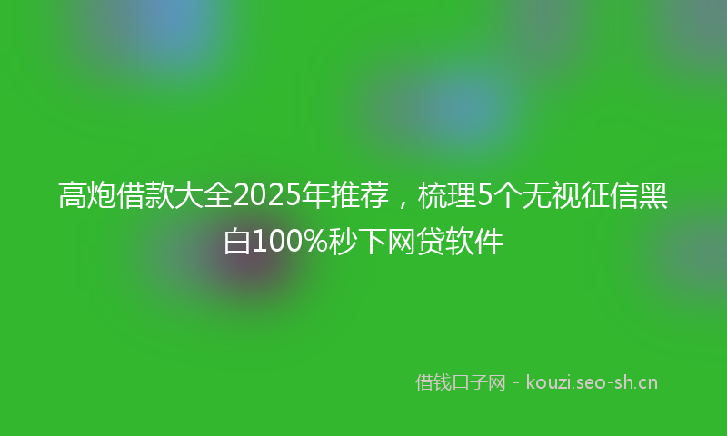 高炮借款大全2025年推荐，梳理5个无视征信黑白100%秒下网贷软件