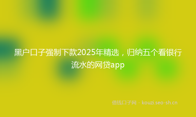 黑户口子强制下款2025年精选，归纳五个看银行流水的网贷app