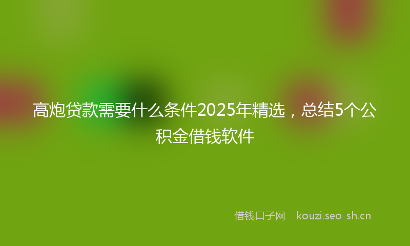 高炮贷款需要什么条件2025年精选，总结5个公积金借钱软件