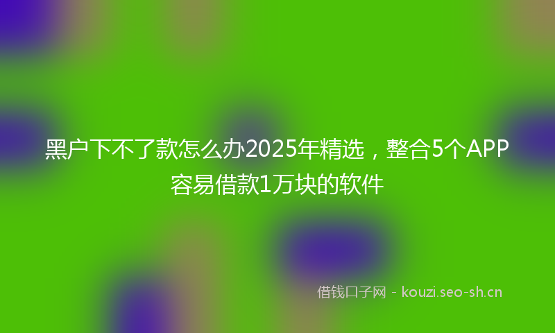 黑户下不了款怎么办2025年精选,整合5个APP容易借款1万块的软件