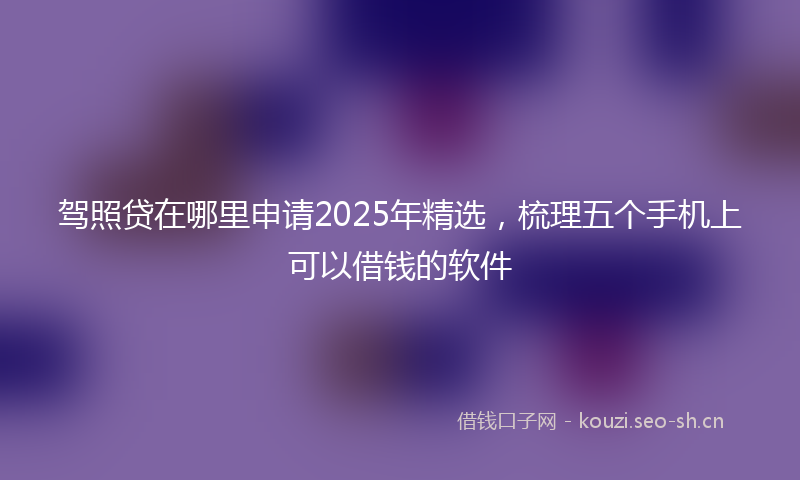 驾照贷在哪里申请2025年精选,梳理五个手机上可以借钱的软件