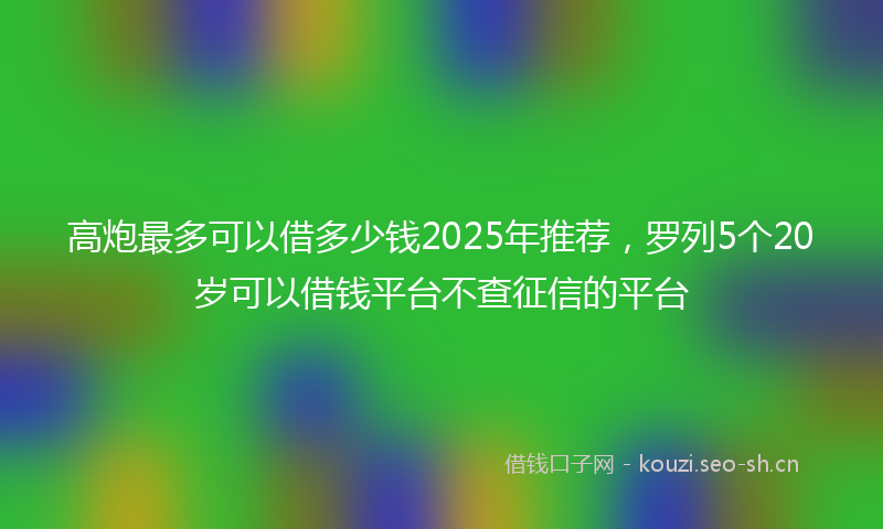 高炮最多可以借多少钱2025年推荐，罗列5个20岁可以借钱平台不查征信的平台