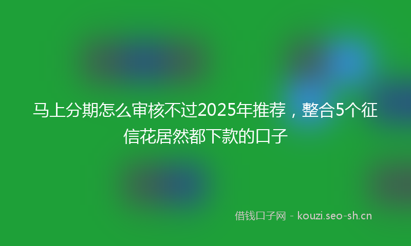 马上分期怎么审核不过2025年推荐，整合5个征信花居然都下款的口子