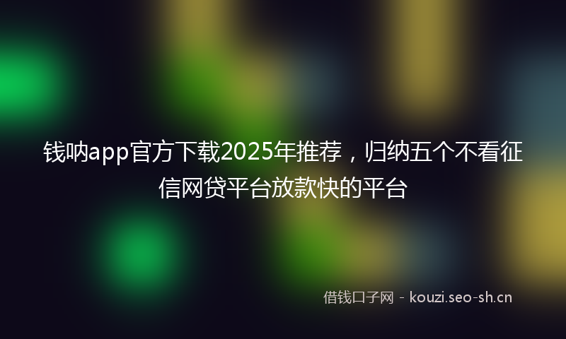 钱呐app官方下载2025年推荐，归纳五个不看征信网贷平台放款快的平台