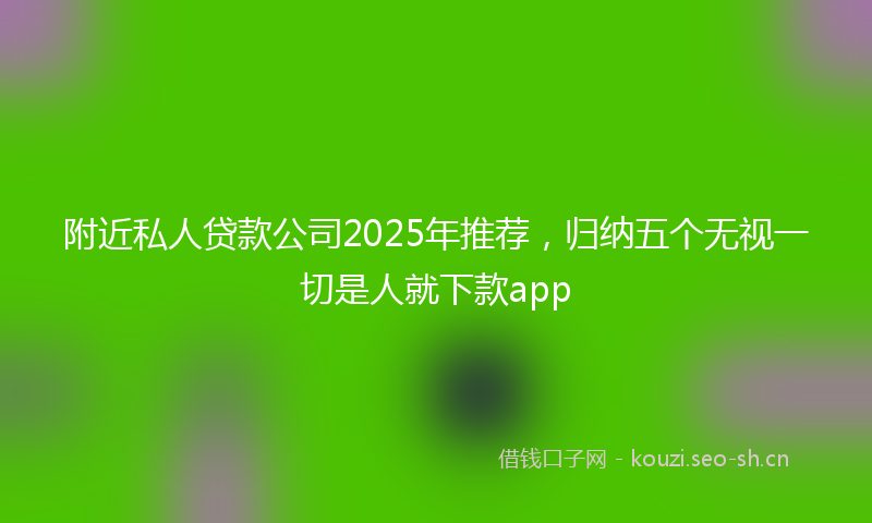附近私人贷款公司2025年推荐，归纳五个无视一切是人就下款app