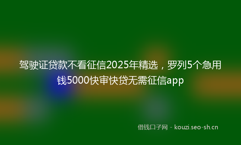 驾驶证贷款不看征信2025年精选，罗列5个急用钱5000快审快贷无需征信app