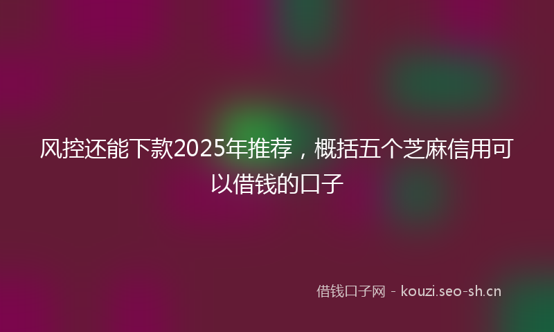 风控还能下款2025年推荐，概括五个芝麻信用可以借钱的口子