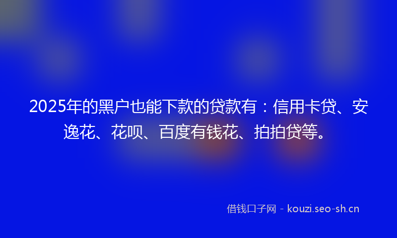 2025年的黑户也能下款的贷款有：信用卡贷、安逸花、花呗、百度有钱花、拍拍贷等。