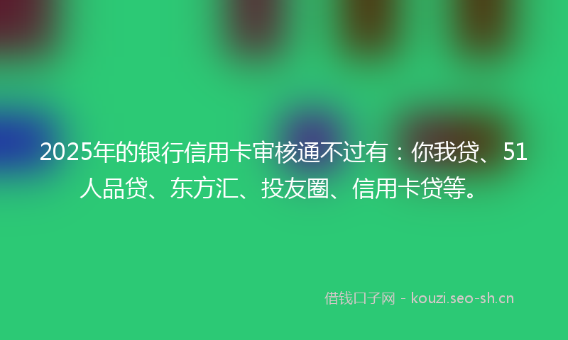 2025年的银行信用卡审核通不过有：你我贷、51人品贷、东方汇、投友圈、信用卡贷等。