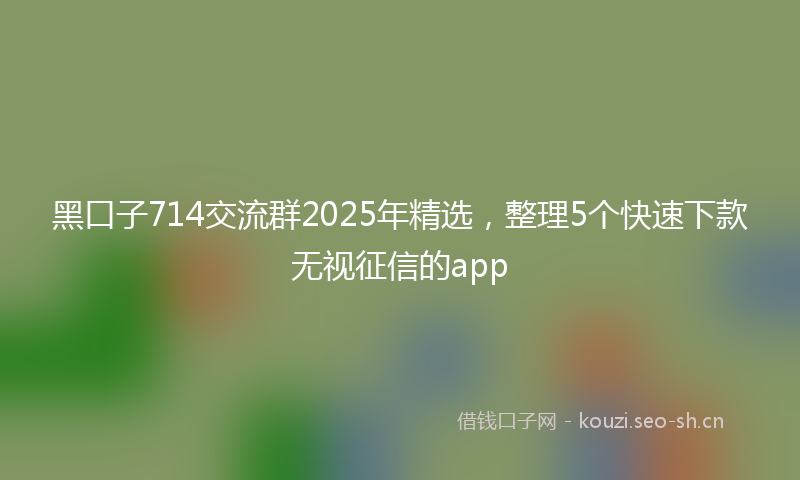 黑口子714交流群2025年精选，整理5个快速下款无视征信的app