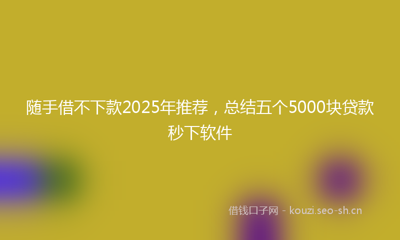 随手借不下款2025年推荐，总结五个5000块贷款秒下软件
