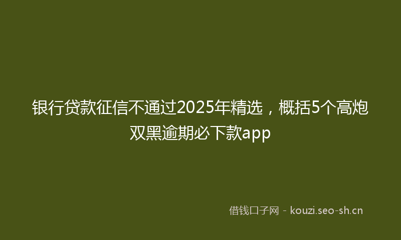 银行贷款征信不通过2025年精选，概括5个高炮双黑逾期必下款app
