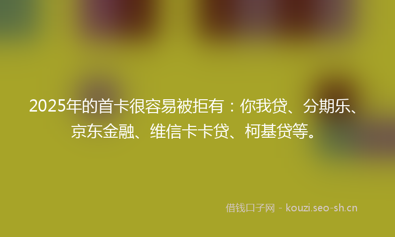 2025年的首卡很容易被拒有:你我贷、分期乐、京东金融、维信卡卡贷、柯基贷等。