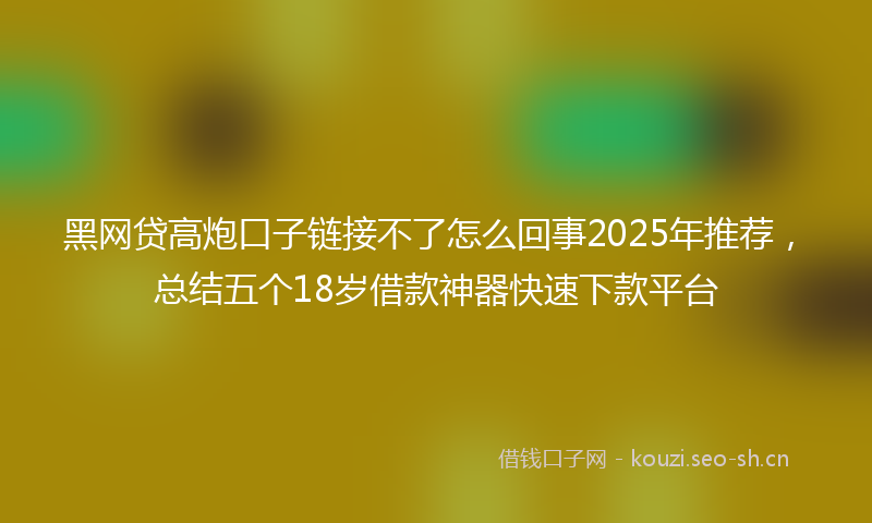黑网贷高炮口子链接不了怎么回事2025年推荐，总结五个18岁借款神器快速下款平台