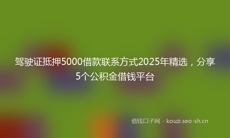 驾驶证抵押5000借款联系方式2025年精选，分享5个公积金借钱平台