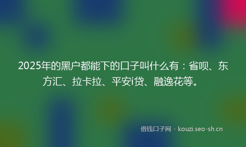 2025年的黑户都能下的口子叫什么有：省呗、东方汇、拉卡拉、平安i贷、融逸花等。