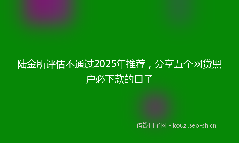 陆金所评估不通过2025年推荐,分享五个网贷黑户必下款的口子