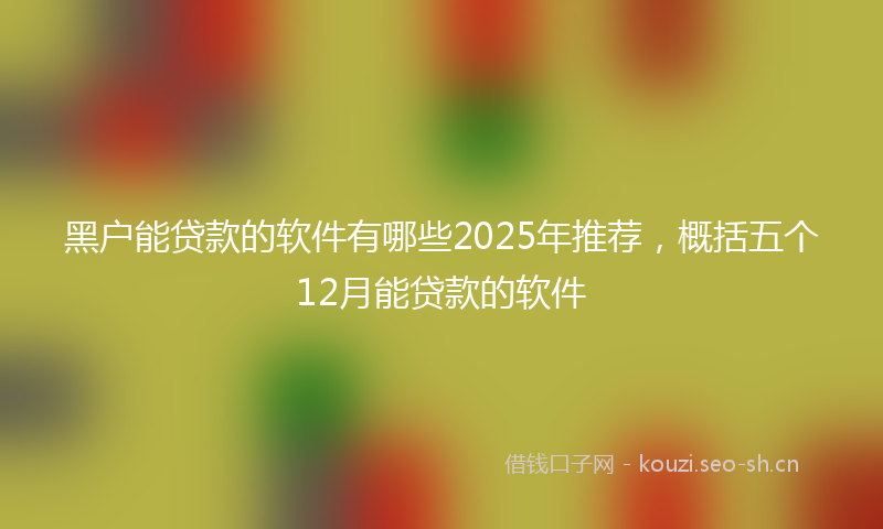 黑户能贷款的软件有哪些2025年推荐，概括五个12月能贷款的软件