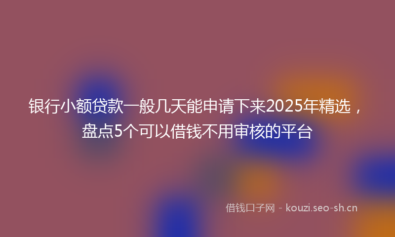 银行小额贷款一般几天能申请下来2025年精选，盘点5个可以借钱不用审核的平台