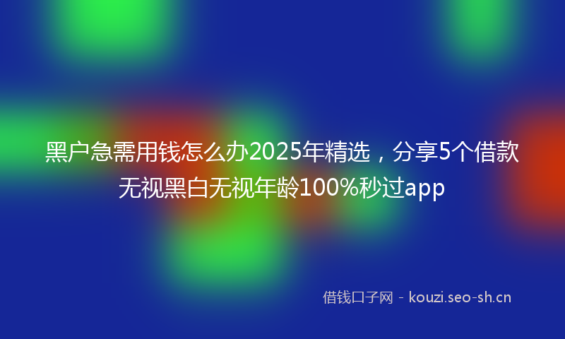 黑户急需用钱怎么办2025年精选，分享5个借款无视黑白无视年龄100%秒过app