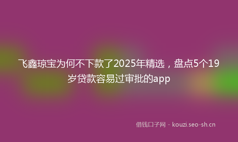 飞鑫琼宝为何不下款了2025年精选，盘点5个19岁贷款容易过审批的app