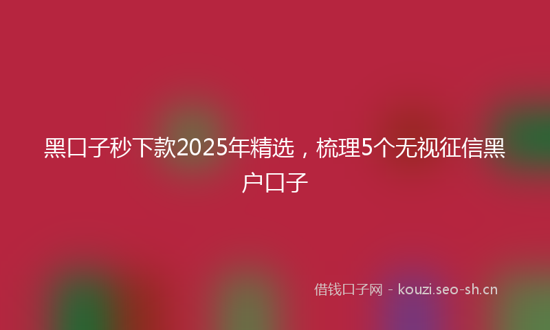 黑口子秒下款2025年精选，梳理5个无视征信黑户口子