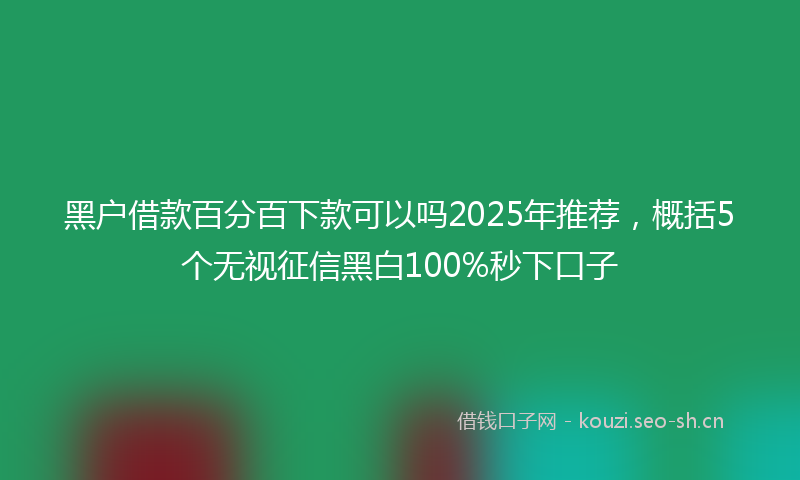 黑户借款百分百下款可以吗2025年推荐，概括5个无视征信黑白100%秒下口子