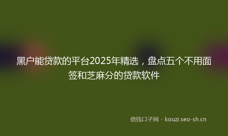 黑户能贷款的平台2025年精选，盘点五个不用面签和芝麻分的贷款软件