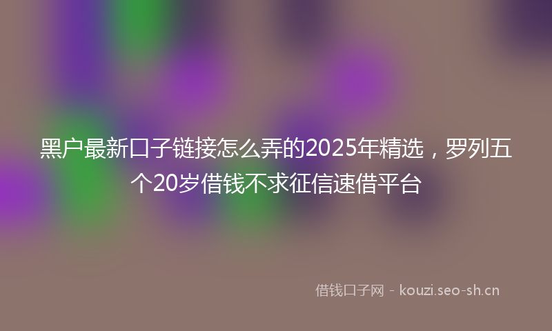 黑户最新口子链接怎么弄的2025年精选，罗列五个20岁借钱不求征信速借平台